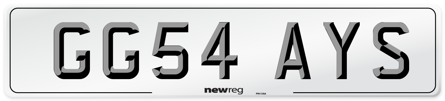 GG54 AYS Number Plate from New Reg